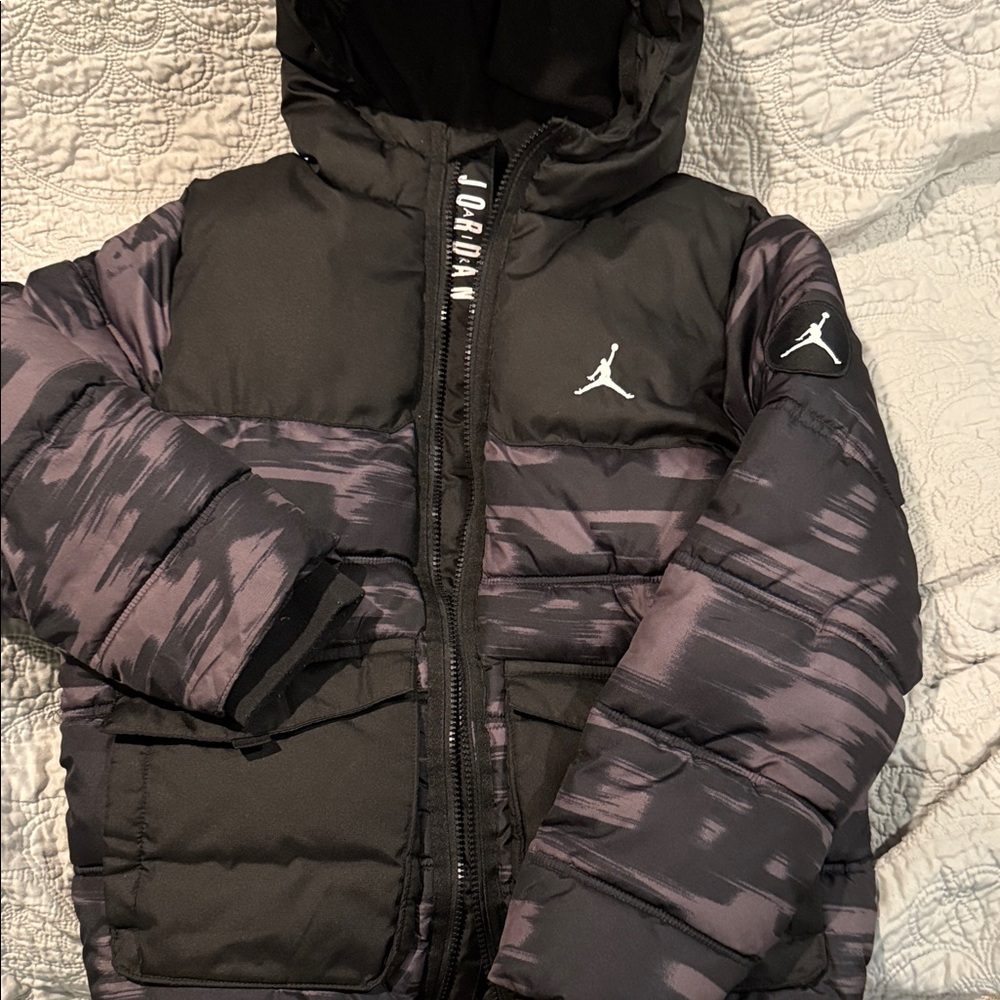 Jordan Kids Black and Dark Gray Puffer Jacket